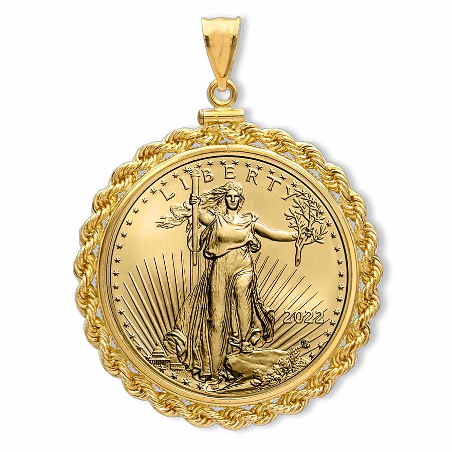 Buy 2022 1/10 oz Gold Eagle Pendant (Rope-ScrewTop Bezel)