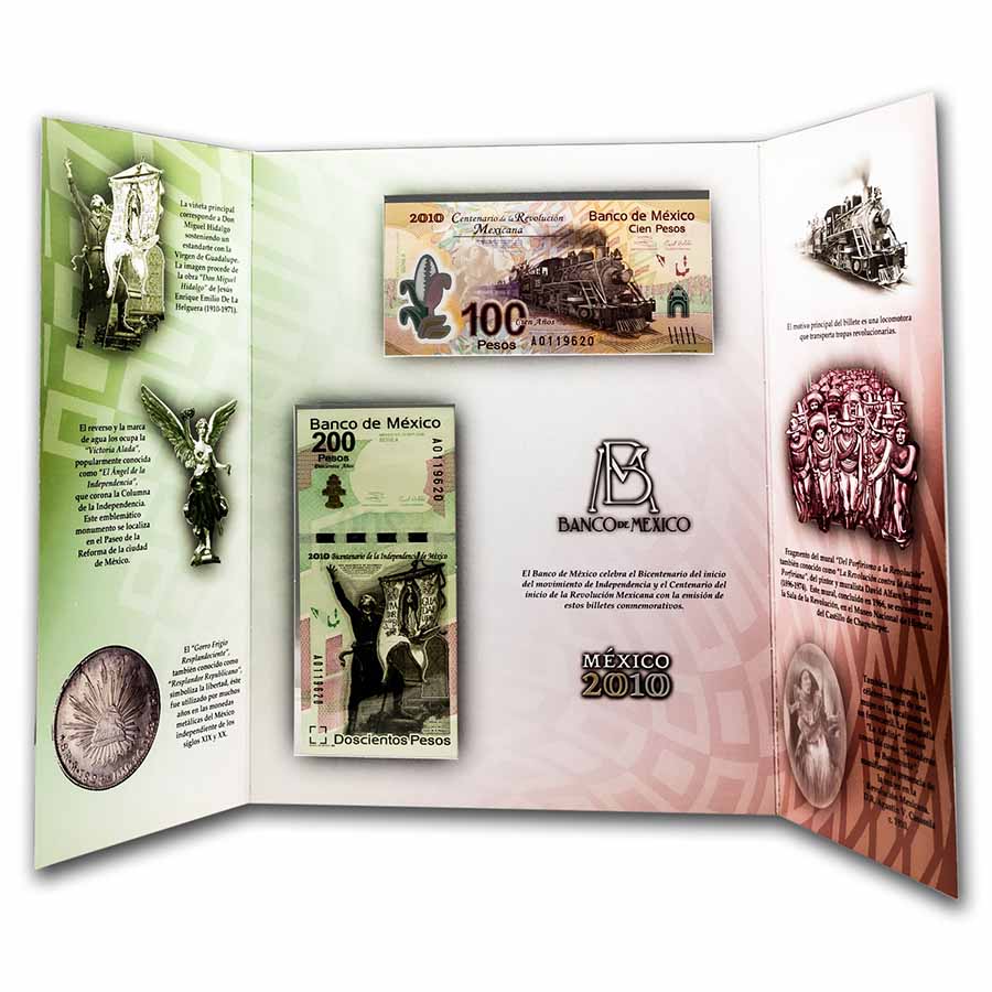Buy 2010 Mexico Independence & Revolution Commemorative 2-Note Set - Click Image to Close