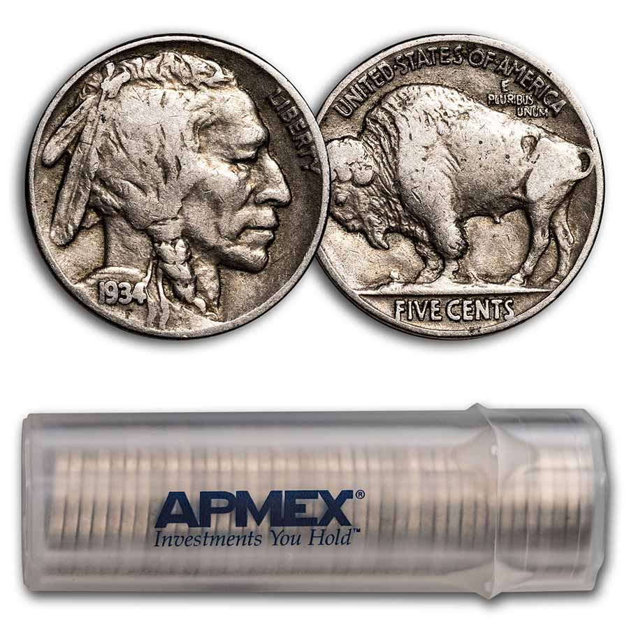 Buy 1934 Buffalo Nickel 40-Coin Roll Avg Circ