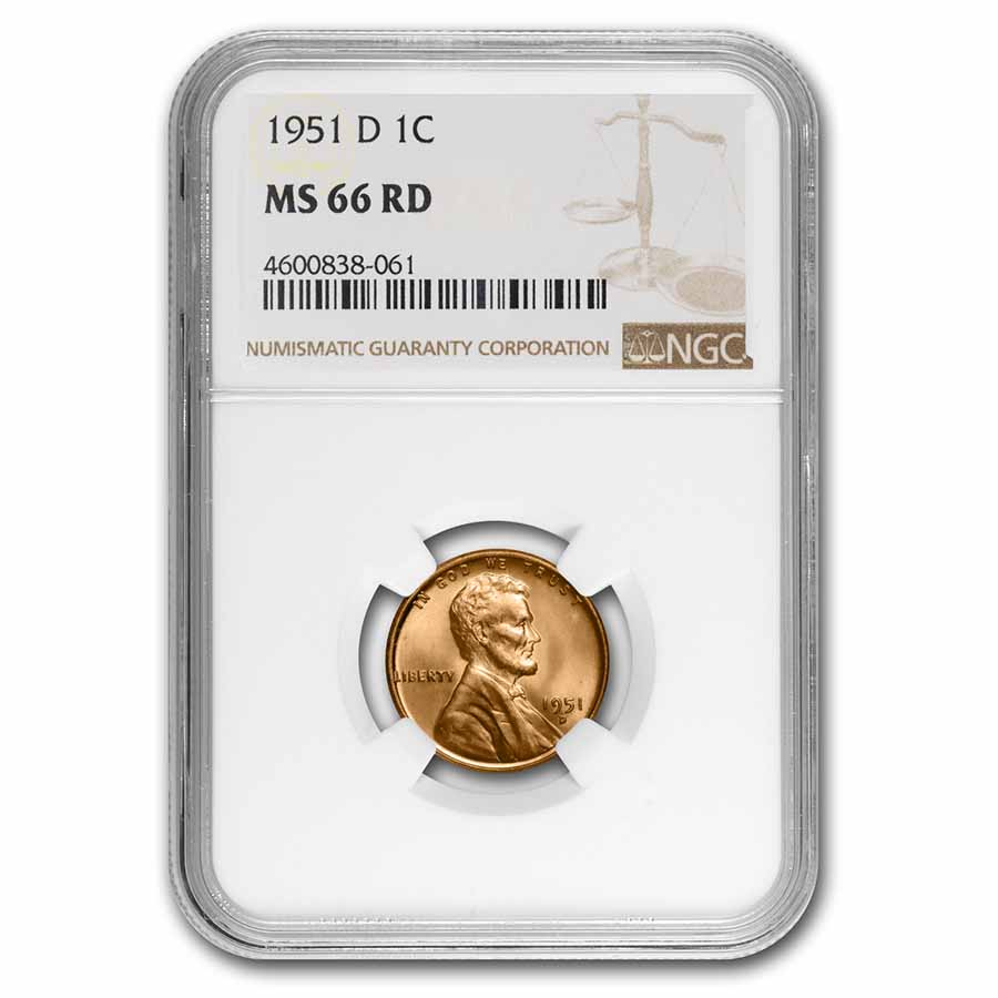 Buy 1951-D Lincoln Cent MS-66 NGC (Red)