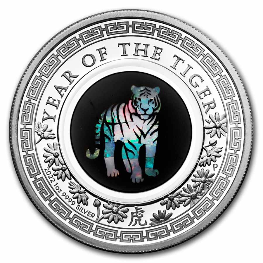 2022 Australia 1 oz Silver Opal Lunar Tiger Proof - Click Image to Close