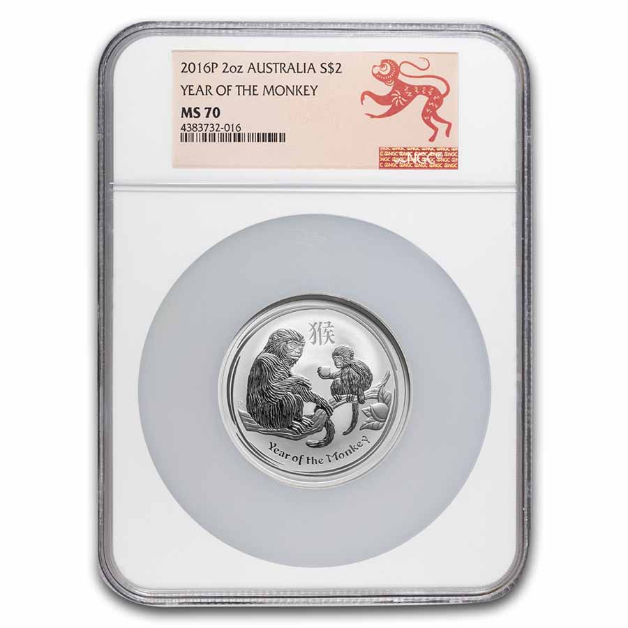 Buy 2016 Australia 2 oz Silver Lunar Monkey MS-70 NGC