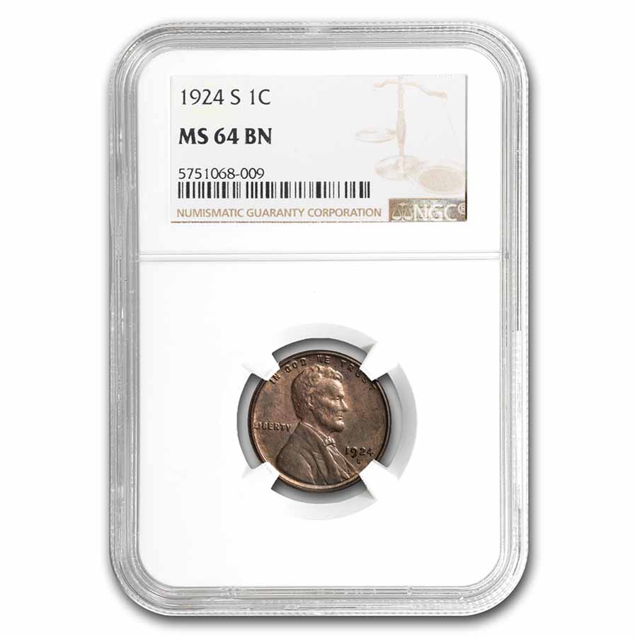 Buy 1924-S Lincoln Cent MS-64 NGC (Brown)