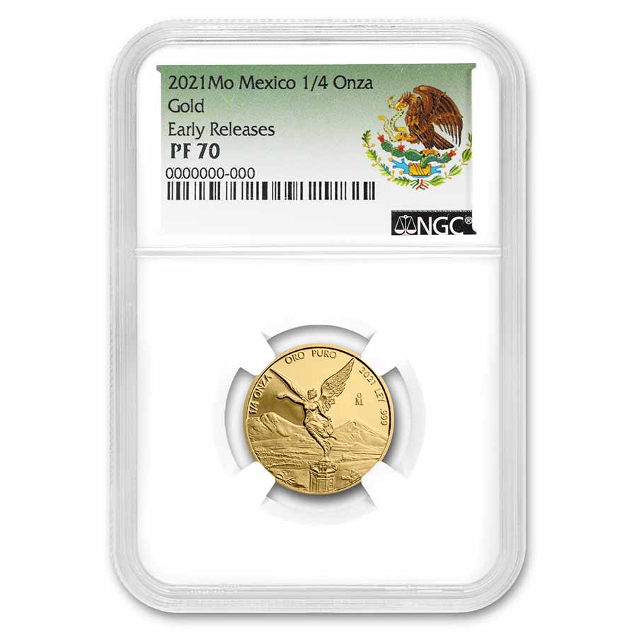 Buy 2021 Mexico 1/4 oz Gold Libertad PF-70 NGC (ER, Coat of Arms)