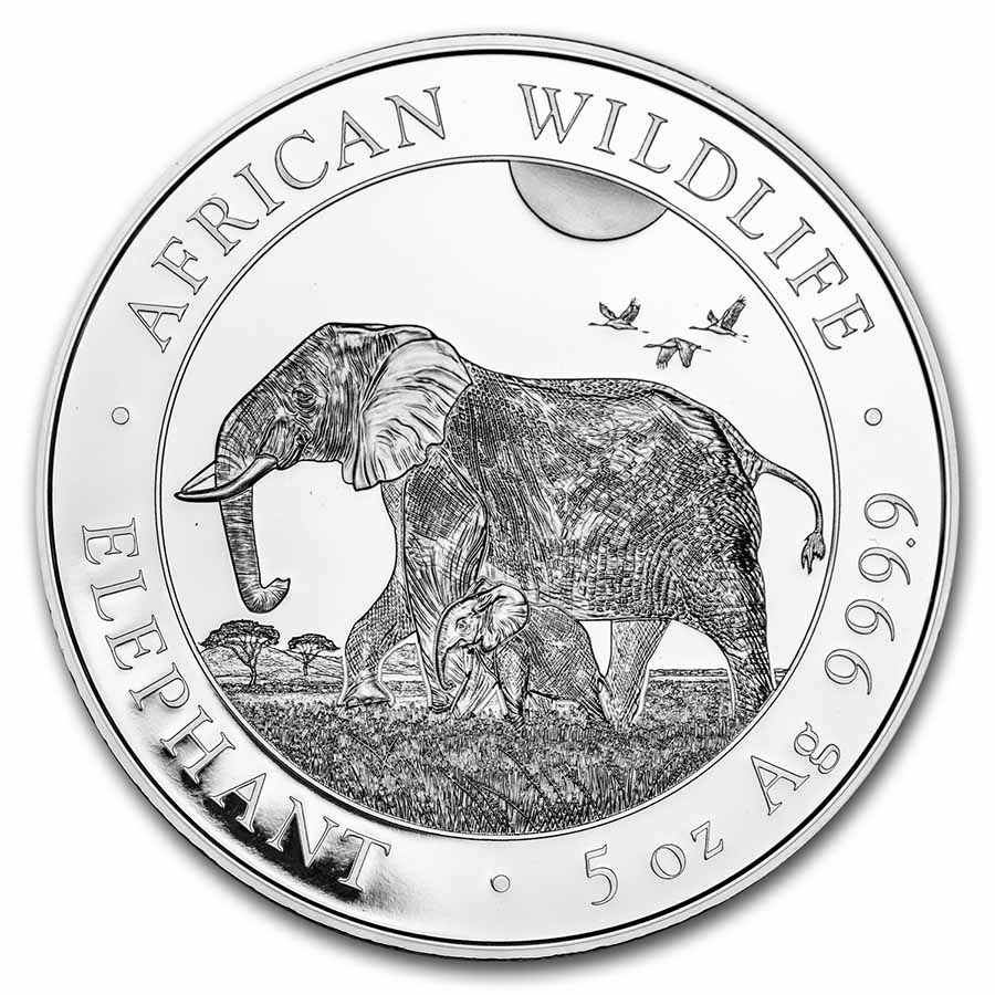 Buy 2022 Somalia 5 oz Silver Elephant BU - Click Image to Close