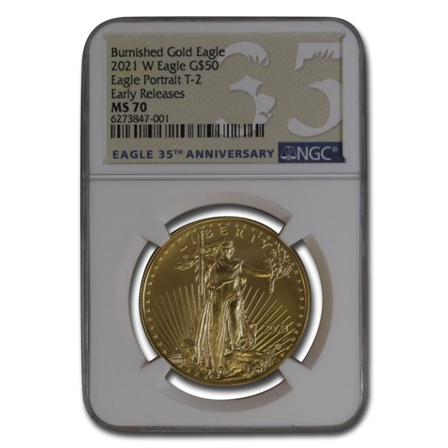 Buy 2021-W 1 oz Burnished Gold Eagle Type 2 MS-70 NGC (ER)