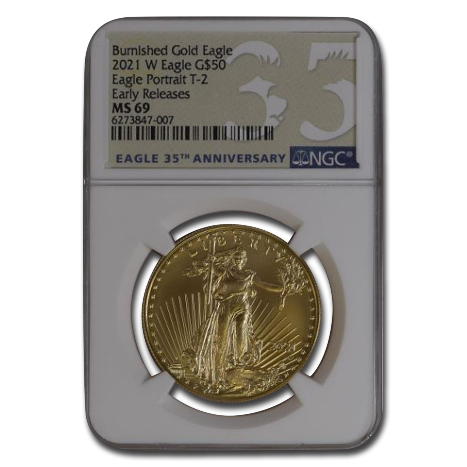 Buy 2021-W 1 oz Burnished Gold Eagle Type 2 MS-69 NGC (ER)