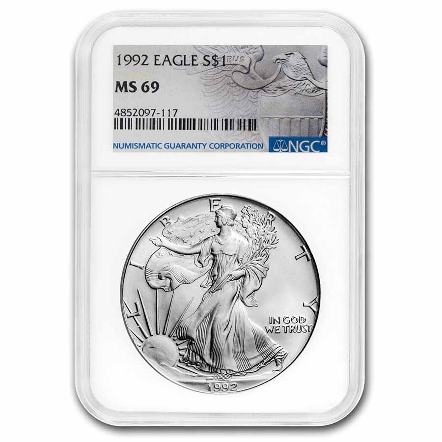 Buy 1992 American Silver Eagle MS-69 NGC (Flag Holder)