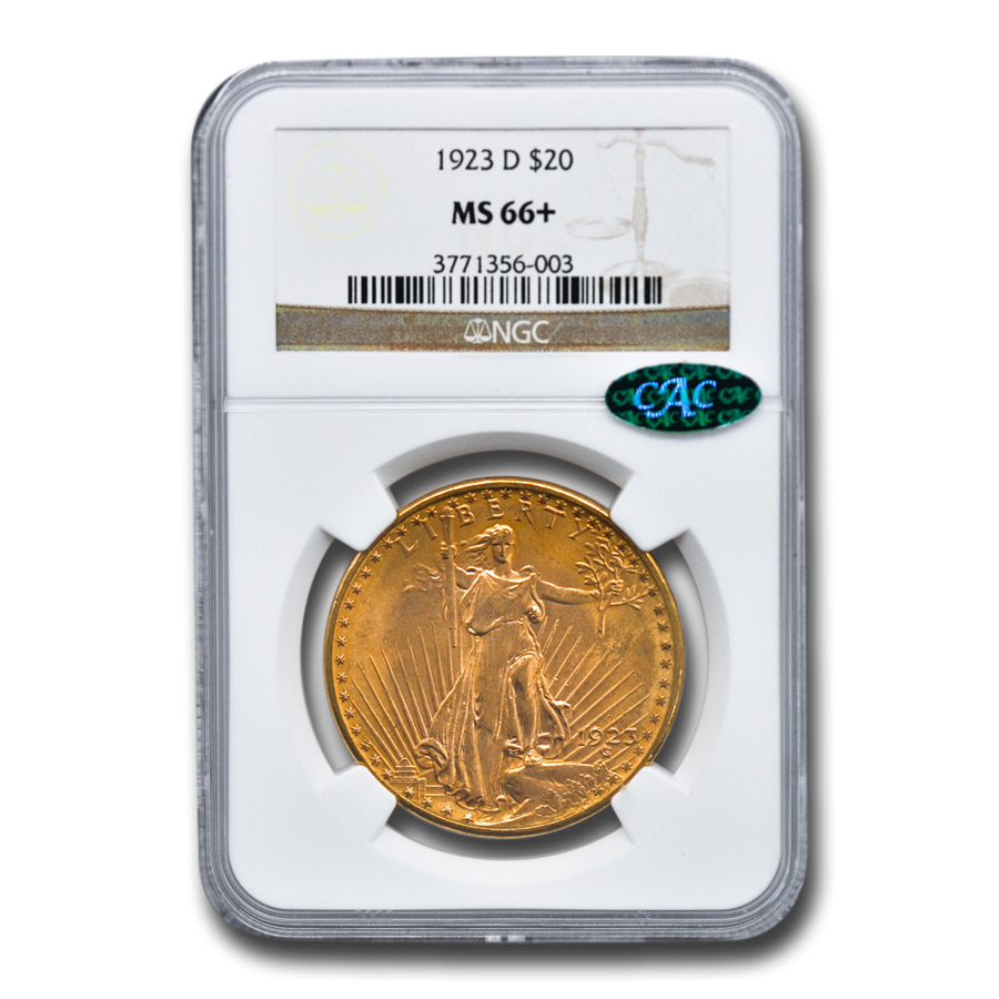 Buy 1923-D $20 Saint-Gaudens Gold Double Eagle MS-66+ NGC CAC