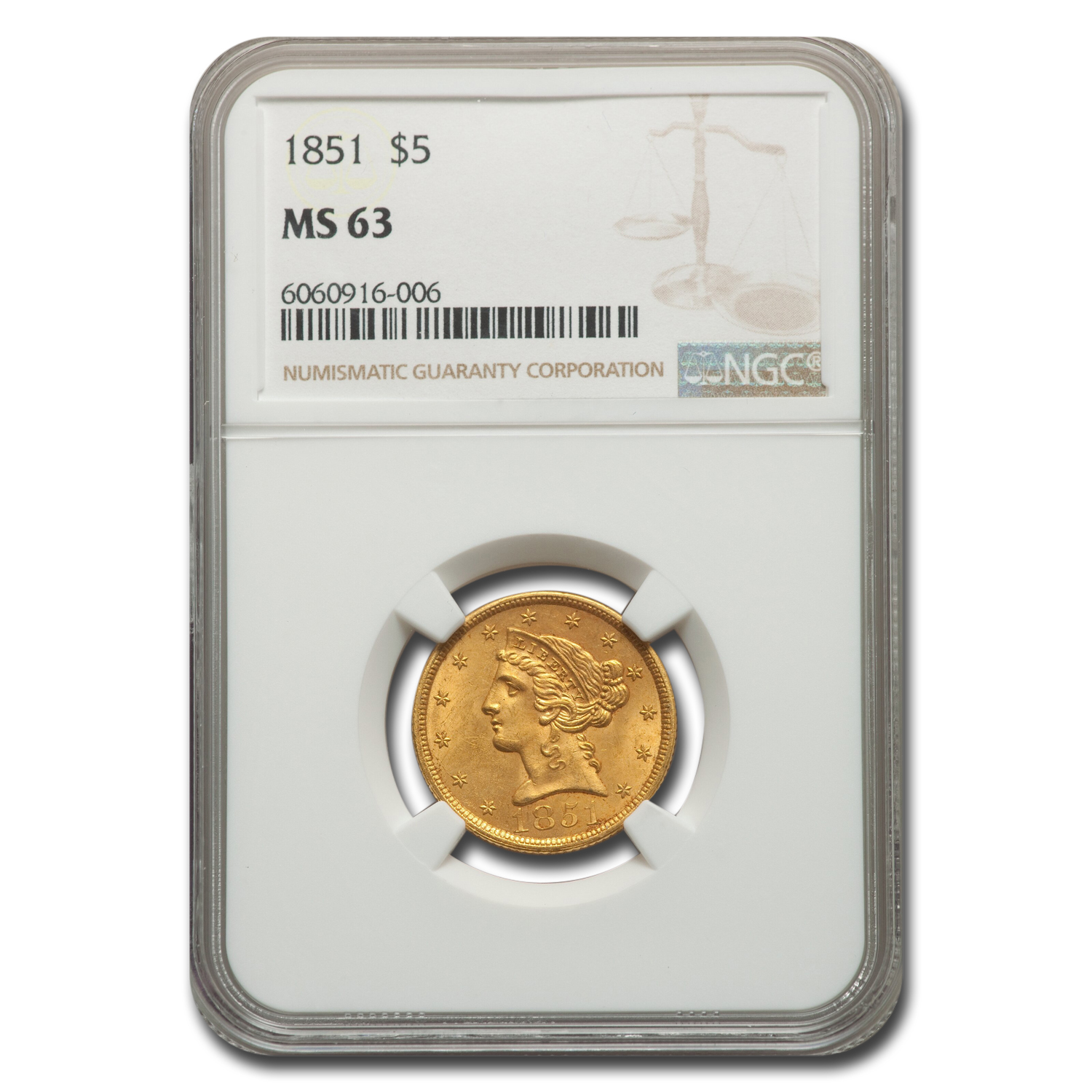 Buy 1851 $5 Liberty Gold Half Eagle MS-63 NGC