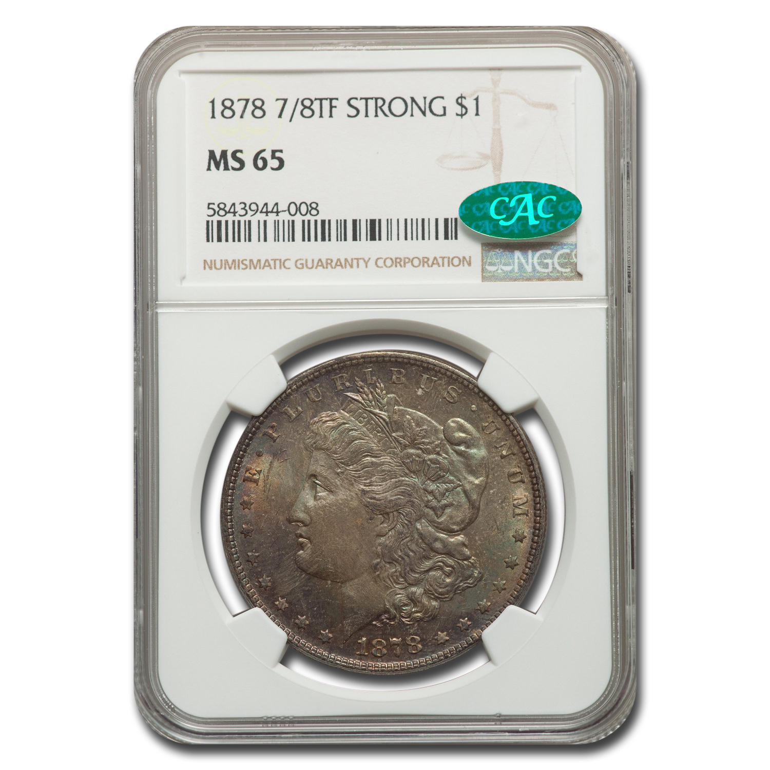 Buy 1878 Morgan Dollar 7/8 TF MS-65 NGC CAC (Strong)