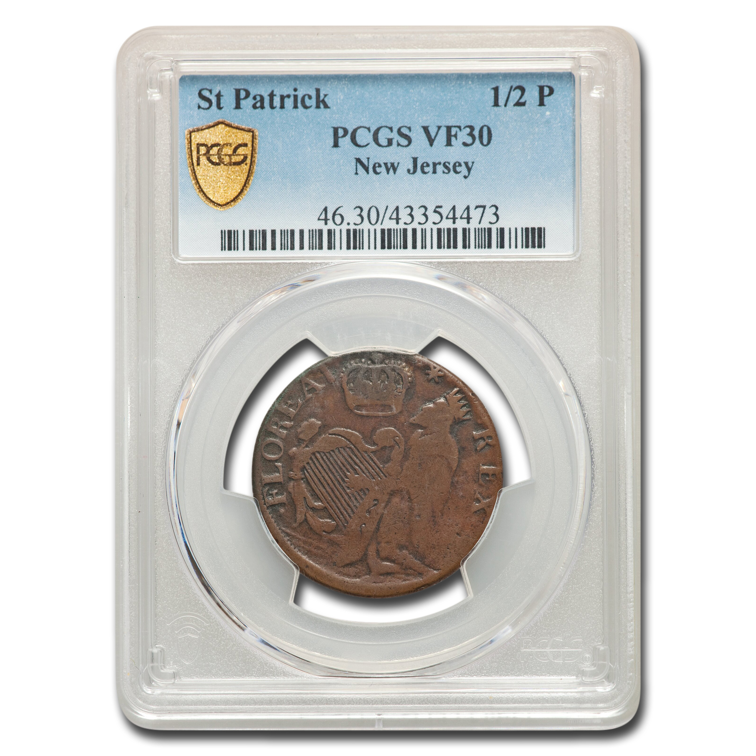 Buy St. Patrick New Jersey Copper Half Pence VF-30 PCGS - Click Image to Close