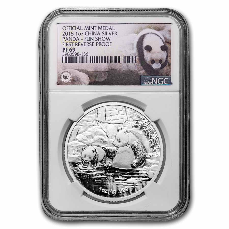 Buy 2015 China 1 oz Silver Panda 60th Anniv. FUN Show Medal PF-69 NGC