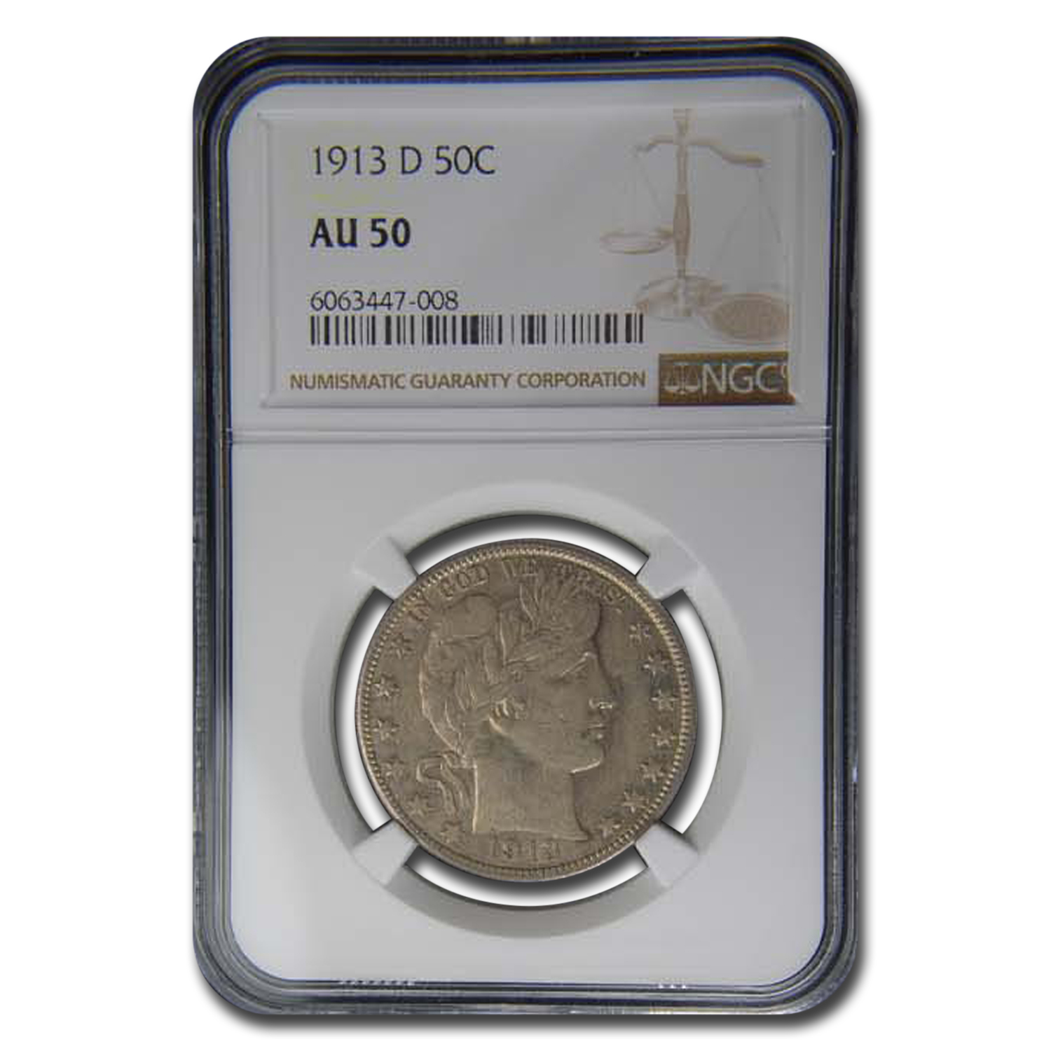 Buy 1913-D Barber Half Dollar AU-50 NGC