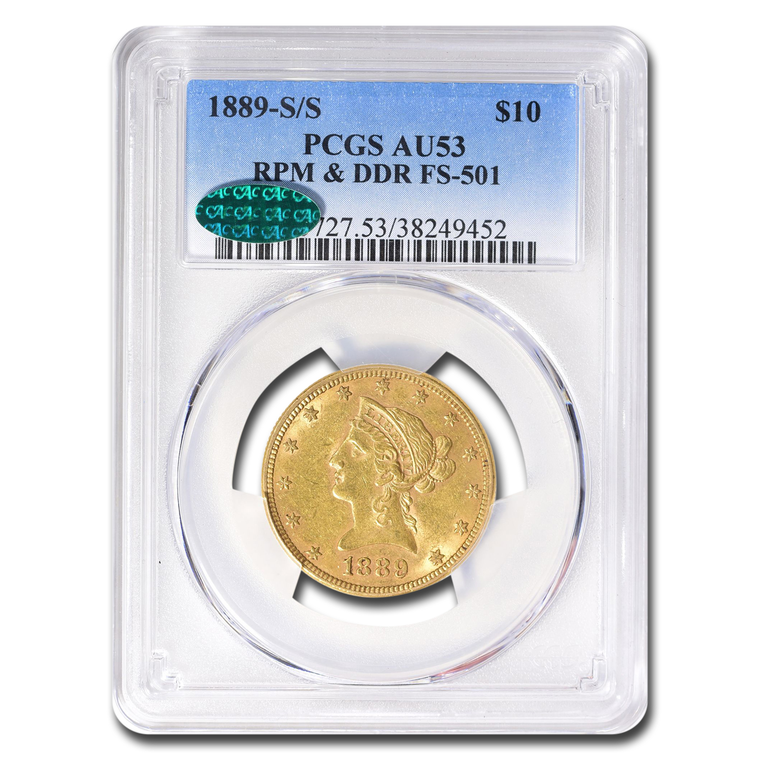 Buy 1889-S/S $10 Liberty Gold Eagle AU-53 DDR FS-501