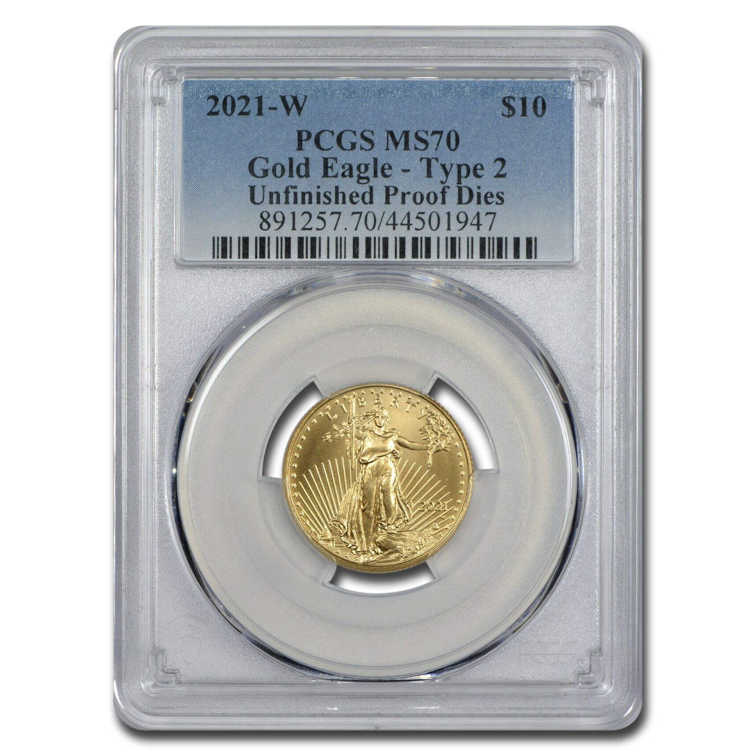 Buy 2021-W 1/4 oz Gold Eagle MS-70 PCGS (Unfinished Proof Dies)