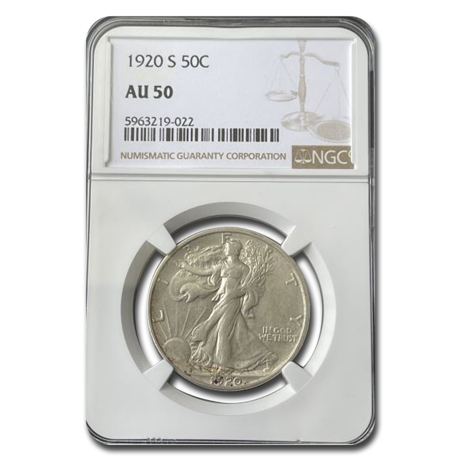 Buy 1920-S Walking Liberty Half Dollar AU-50 NGC