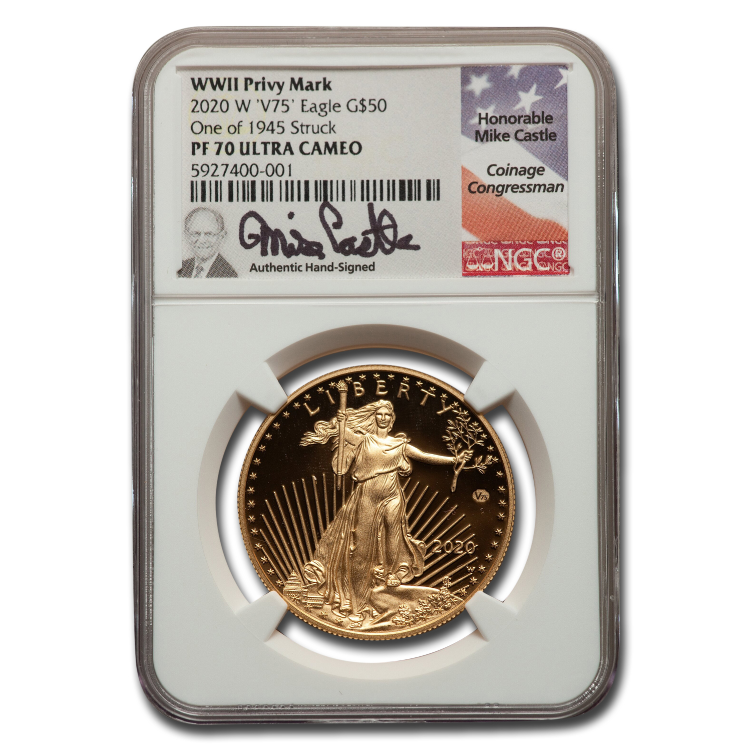 Buy 2020-W 1 oz Proof Gold Eagle PF-70 NGC (V75 Privy, Castle Signed)