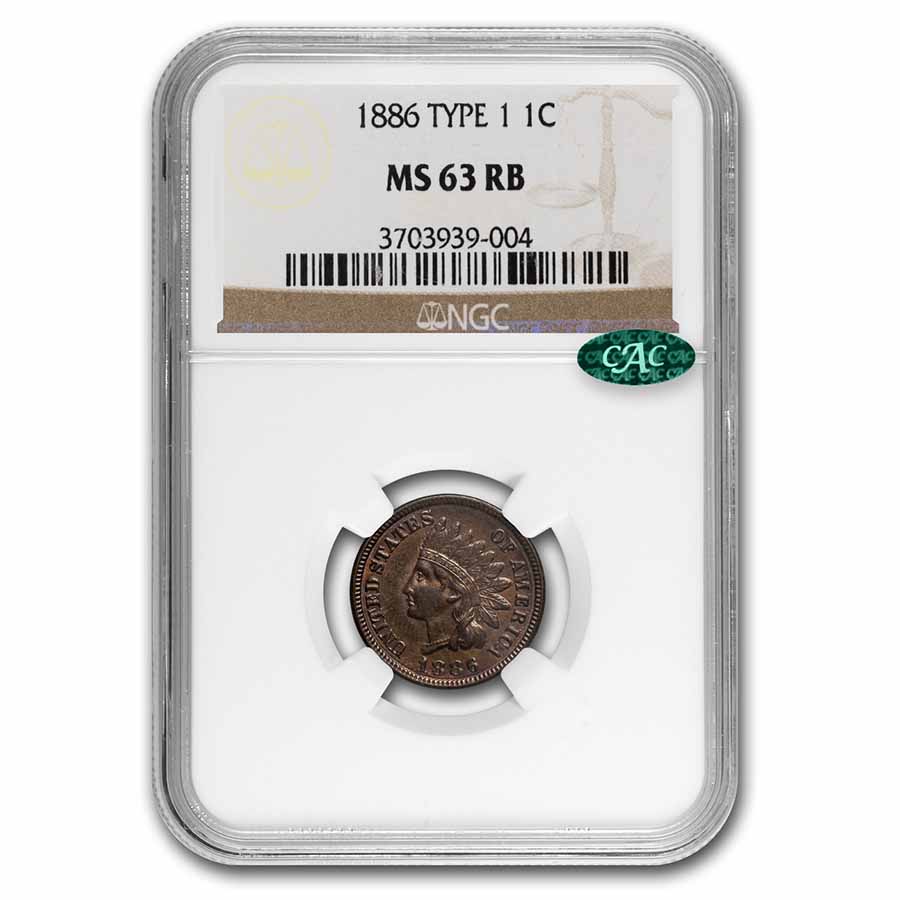 Buy 1886 Indian Head Cent MS-63 NGC CAC (Red/Brown, Type-I)