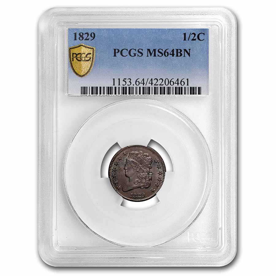 Buy 1829 Half Cent MS-64 PCGS (Brown)