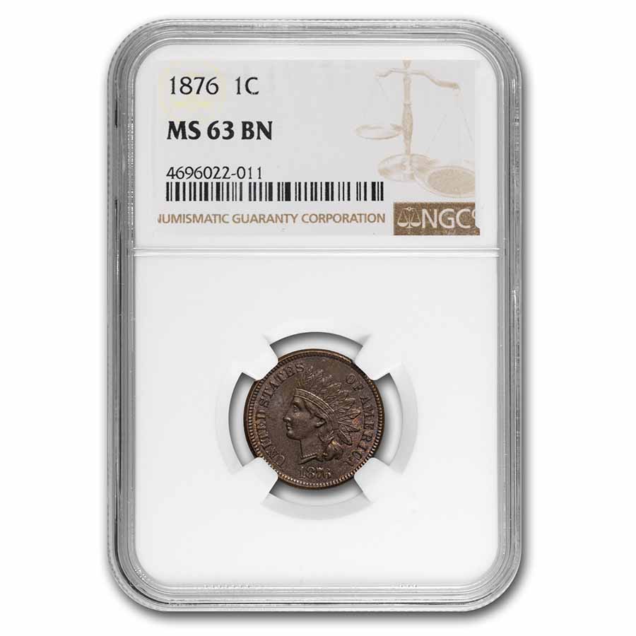 Buy 1876 Indian Head Cent MS-63 NGC (Brown)