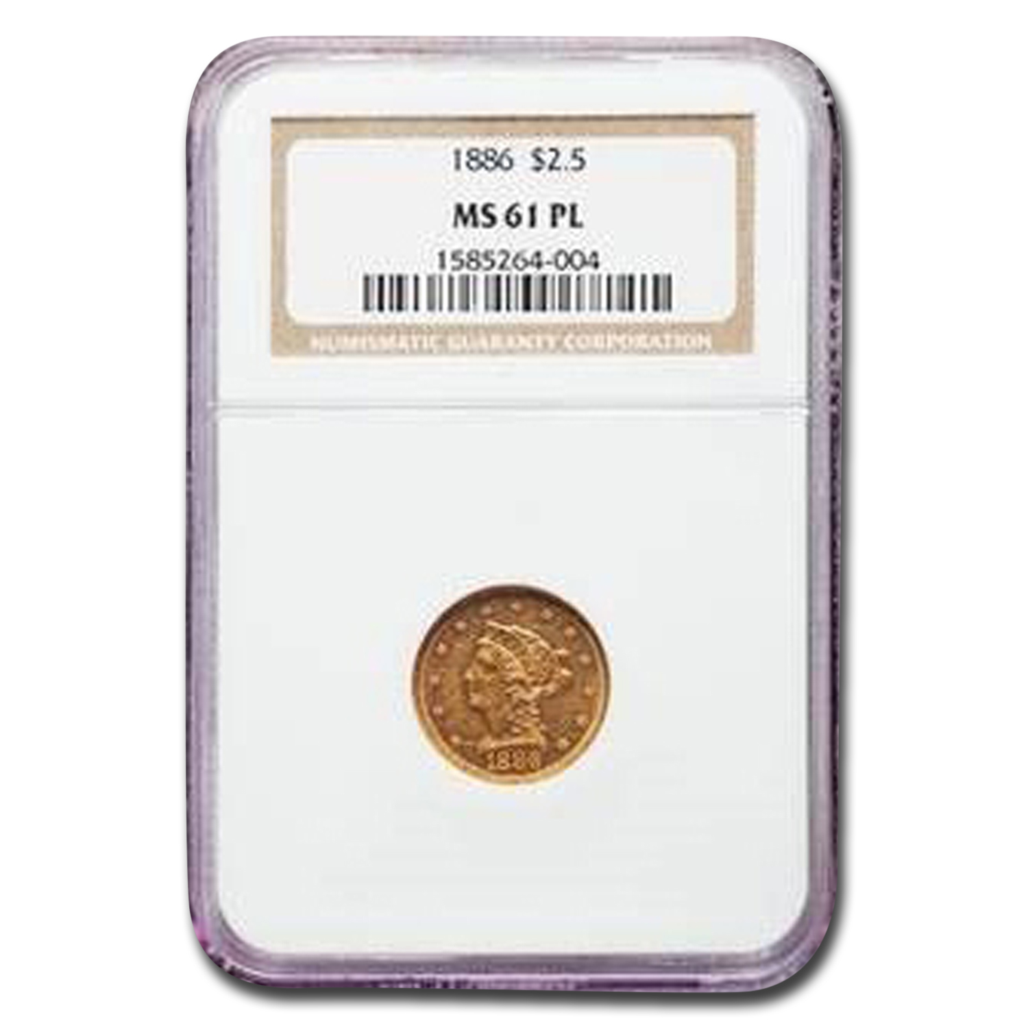 Buy 1886 $2.50 Liberty Gold Quarter Eagle MS-61 NGC (PL)