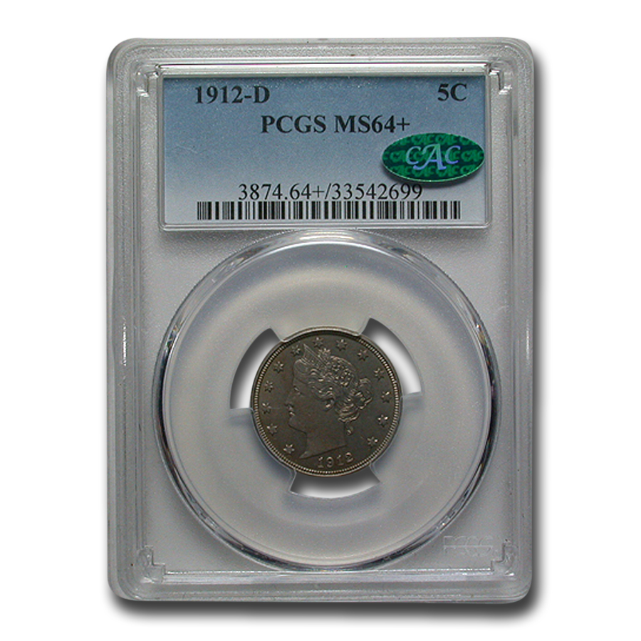 Buy 1912-D Liberty Head V Nickel MS-64+ PCGS CAC