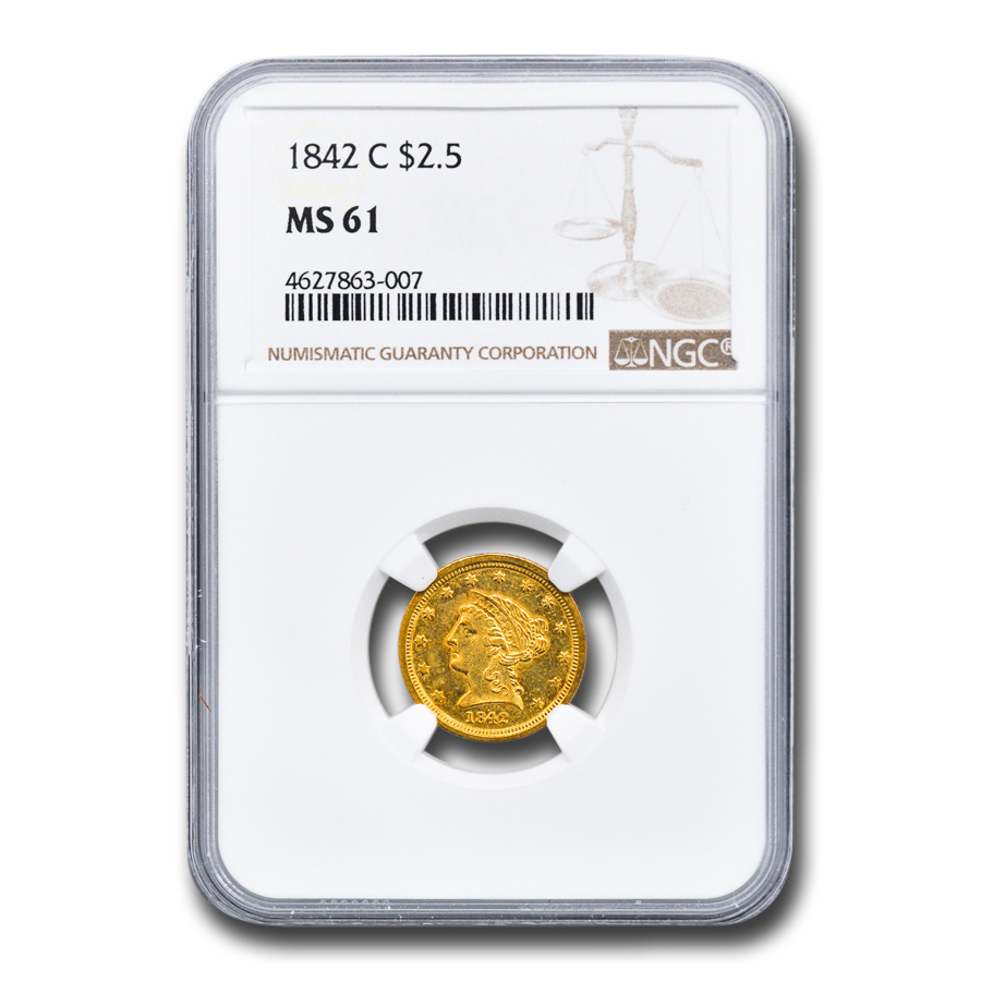 Buy 1842-C $2.50 Liberty Gold Quarter Eagle MS-61 NGC