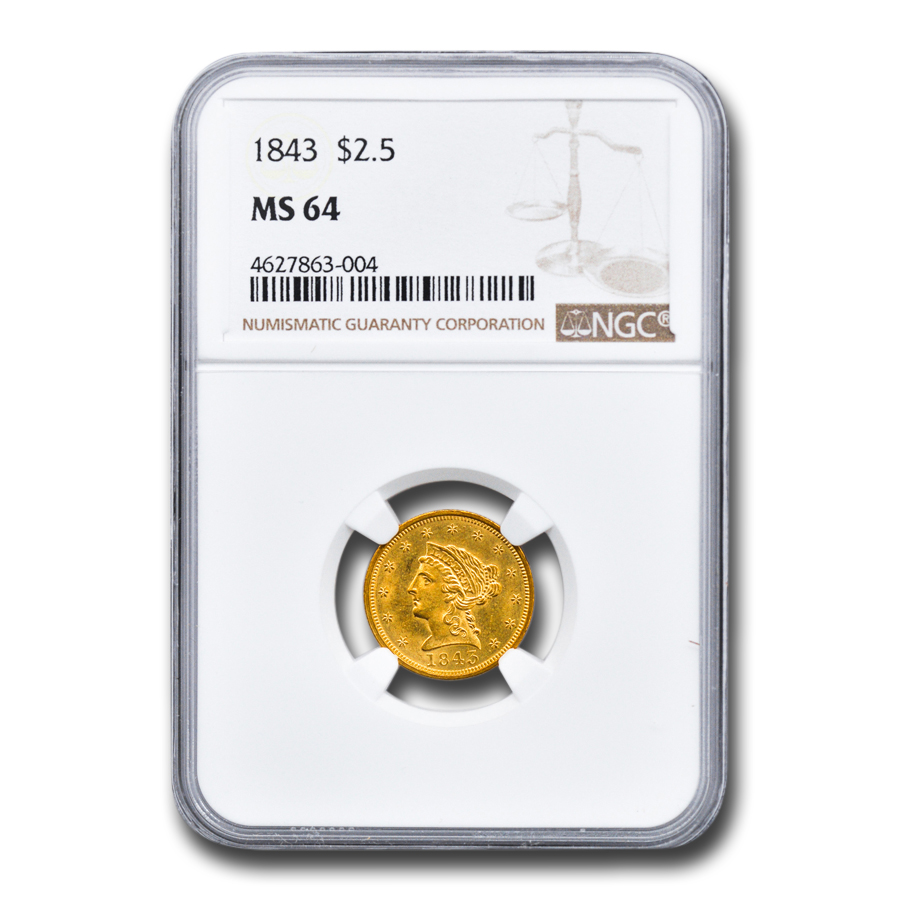 Buy 1843 $2.50 Liberty Gold Quarter Eagle MS-64 NGC