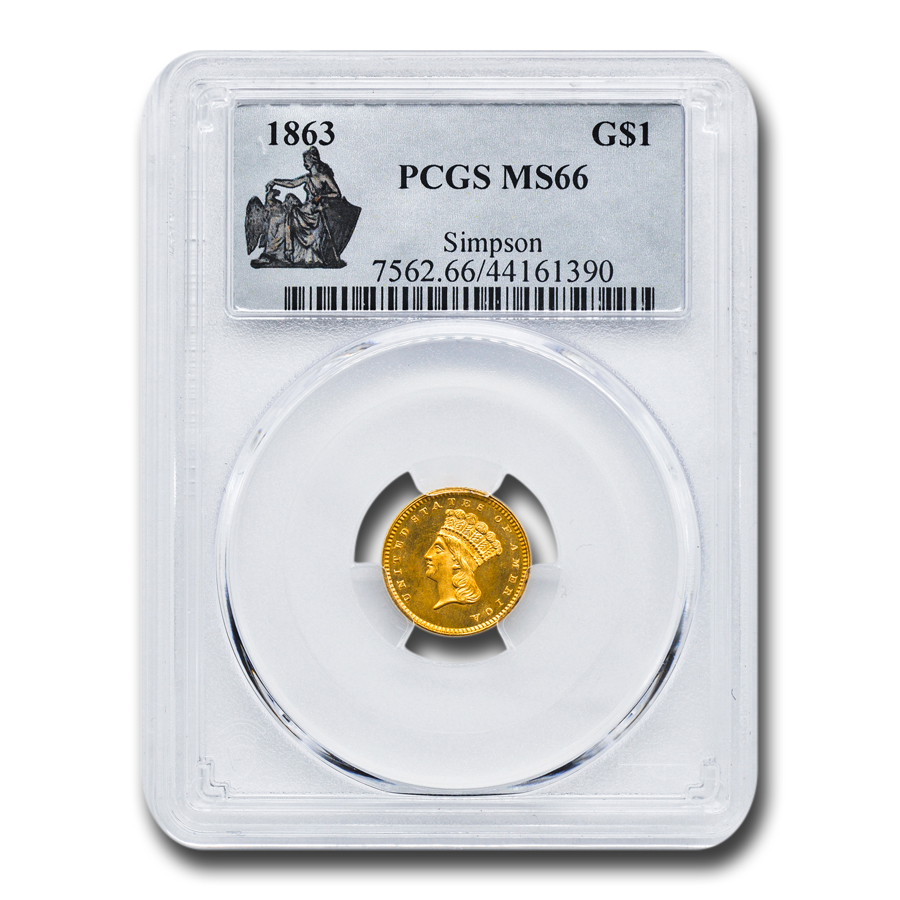 Buy 1863 $1 Indian Head Gold MS-66 PCGS