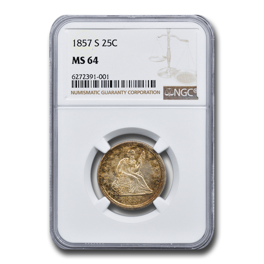 Buy 1857-S Liberty Seated Quarter MS-64 NGC - Click Image to Close