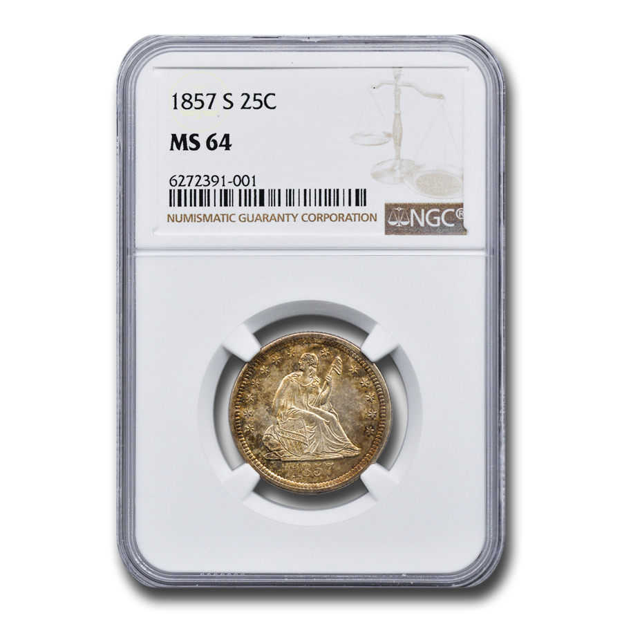 Buy 1857-S Liberty Seated Quarter MS-64 NGC