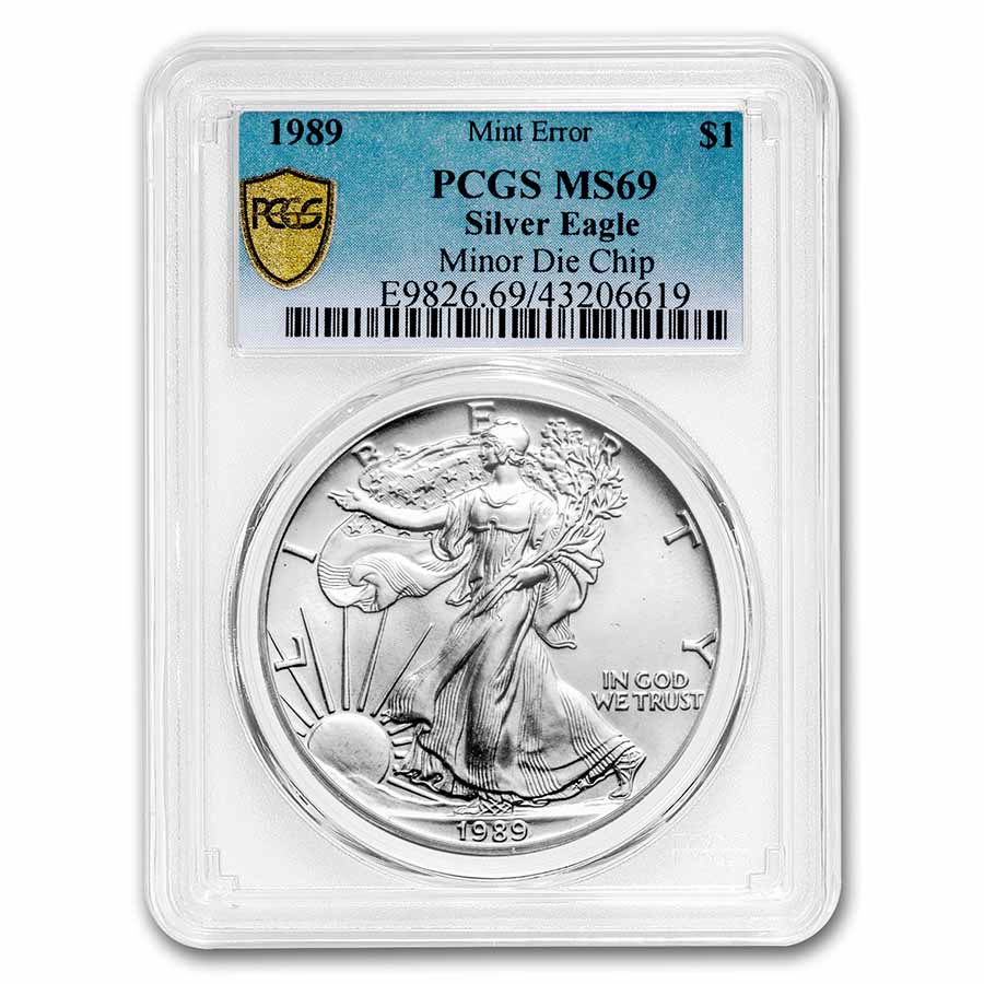 Buy 1989 American Silver Eagle MS-69 PCGS (Error, Minor Die Chip)