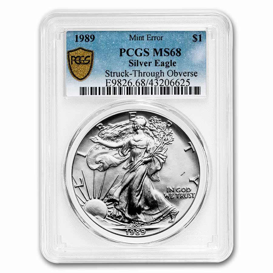 Buy 1989 Silver Eagle MS-69 PCGS (Error, Minor Struck-Through Obv)