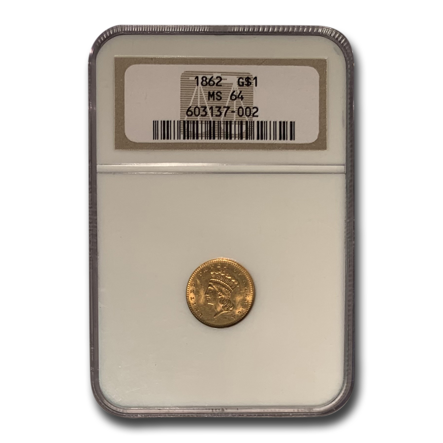 Buy 1862 $1 Indian Head Gold MS-64 NGC