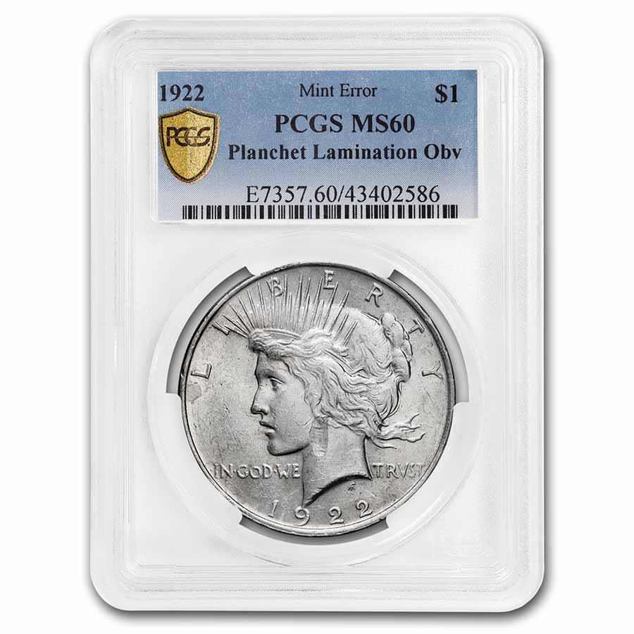 Buy 1922 Peace Dollar MS60 PCGS (Mint Error)