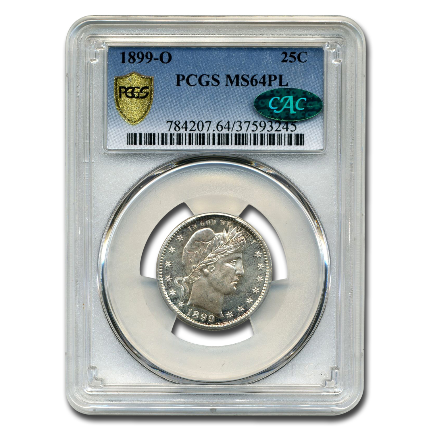 Buy 1899-O Barber Quarter MS-64 PCGS CAC (PL)