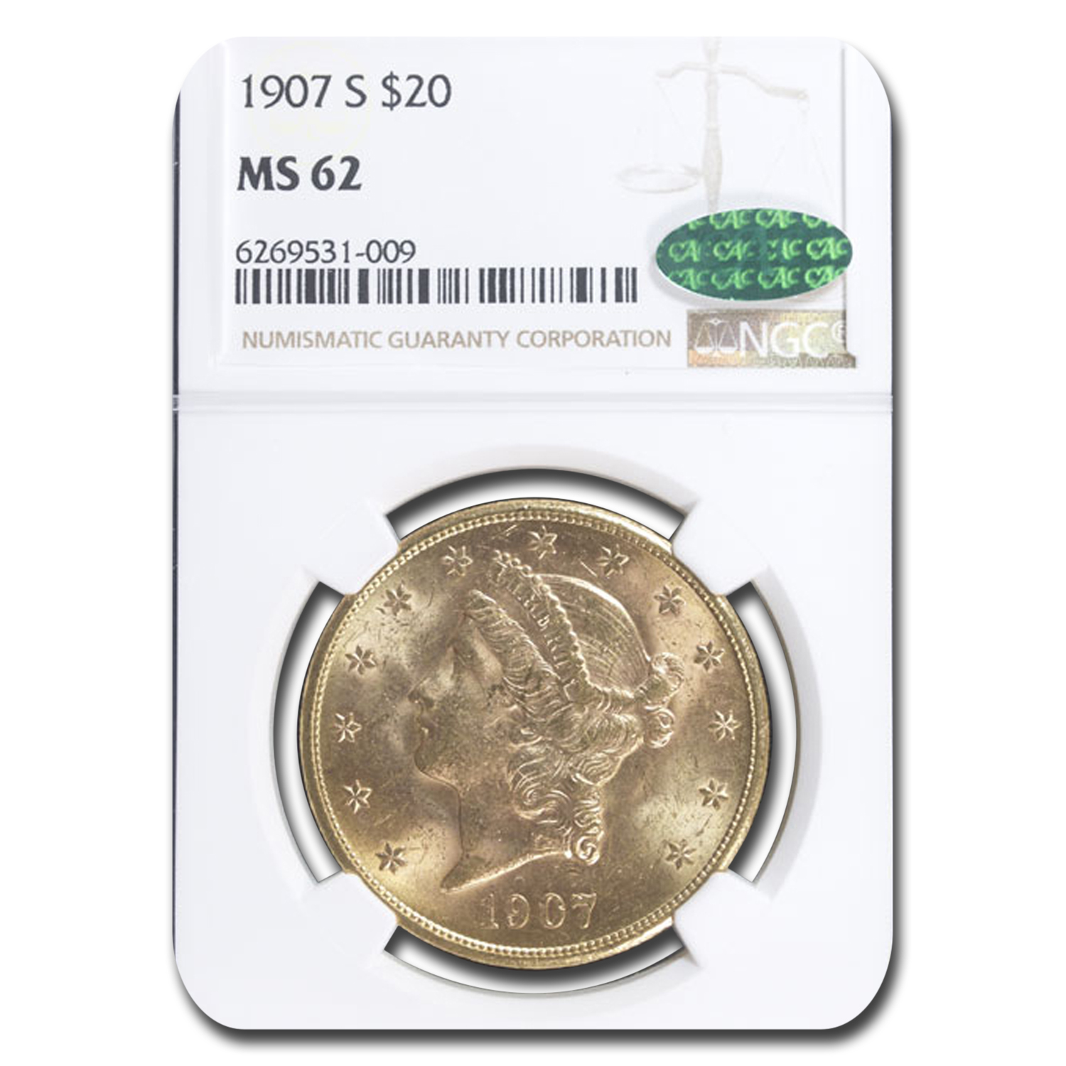 Buy 1907-S $20 Liberty Gold Double Eagle MS-62 NGC CAC