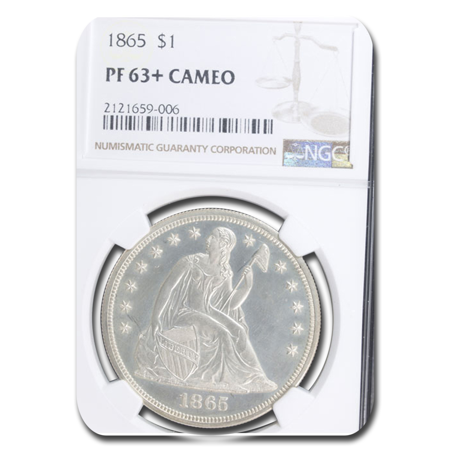 Buy 1865 Liberty Seated Dollar PF-63 Cameo+ NGC