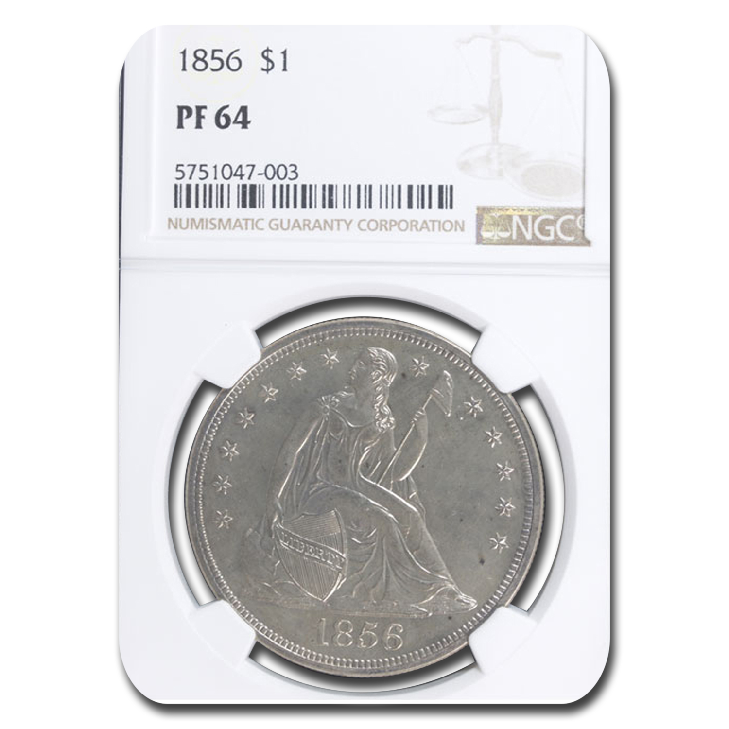 Buy 1856 Liberty Seated Dollar PF-64 NGC - Click Image to Close