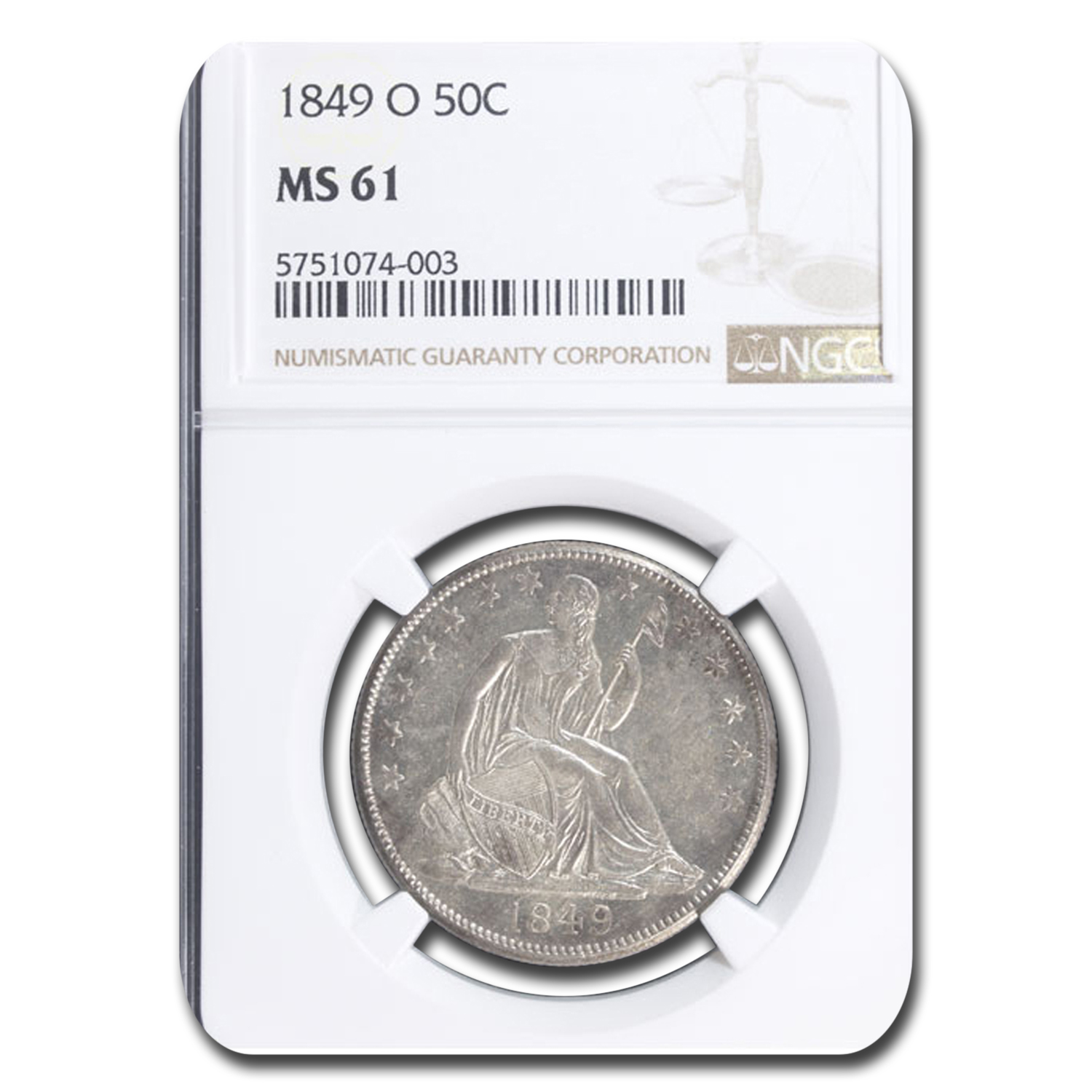 Buy 1849-O Liberty Seated Half Dollar MS-61 NGC