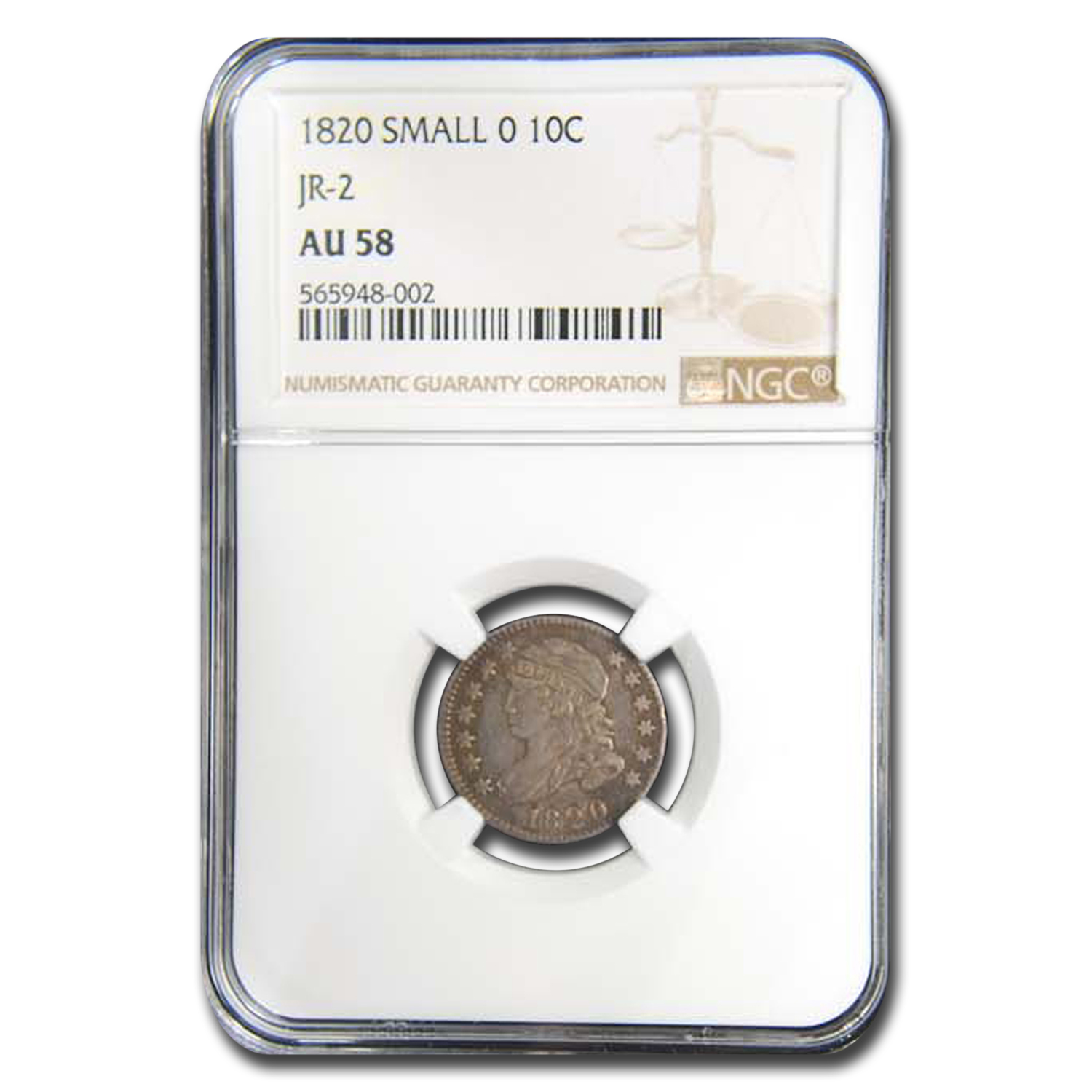 Buy 1820 Small 0 Capped Bust Dime AU-58 NGC