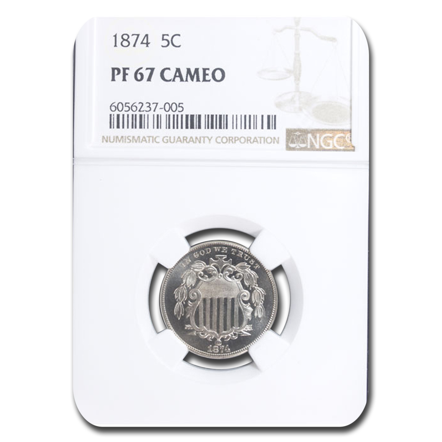 Buy 1874 Shield Nickel PF-67 Cameo NGC