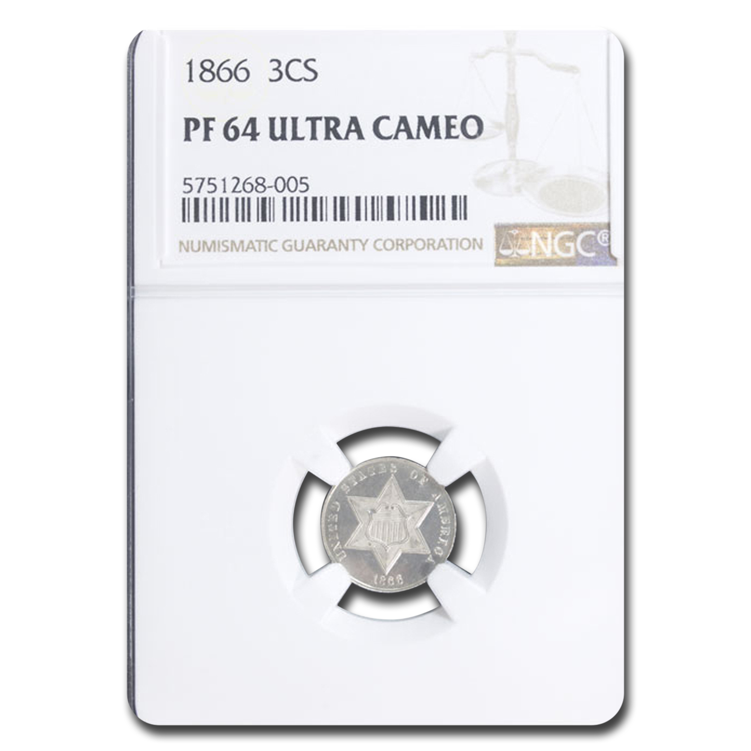 Buy 1866 Three Cent Silver PF-64 UCAM NGC