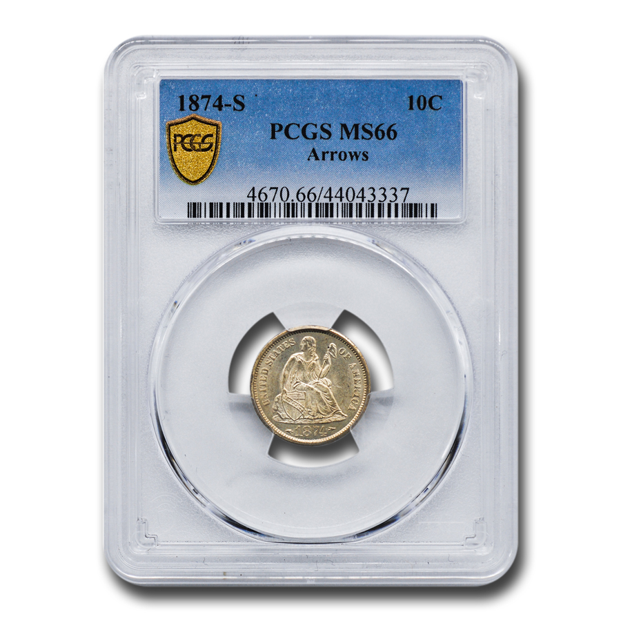 Buy 1874-S Liberty Seated Dime MS-66 PCGS (Arrows) - Click Image to Close