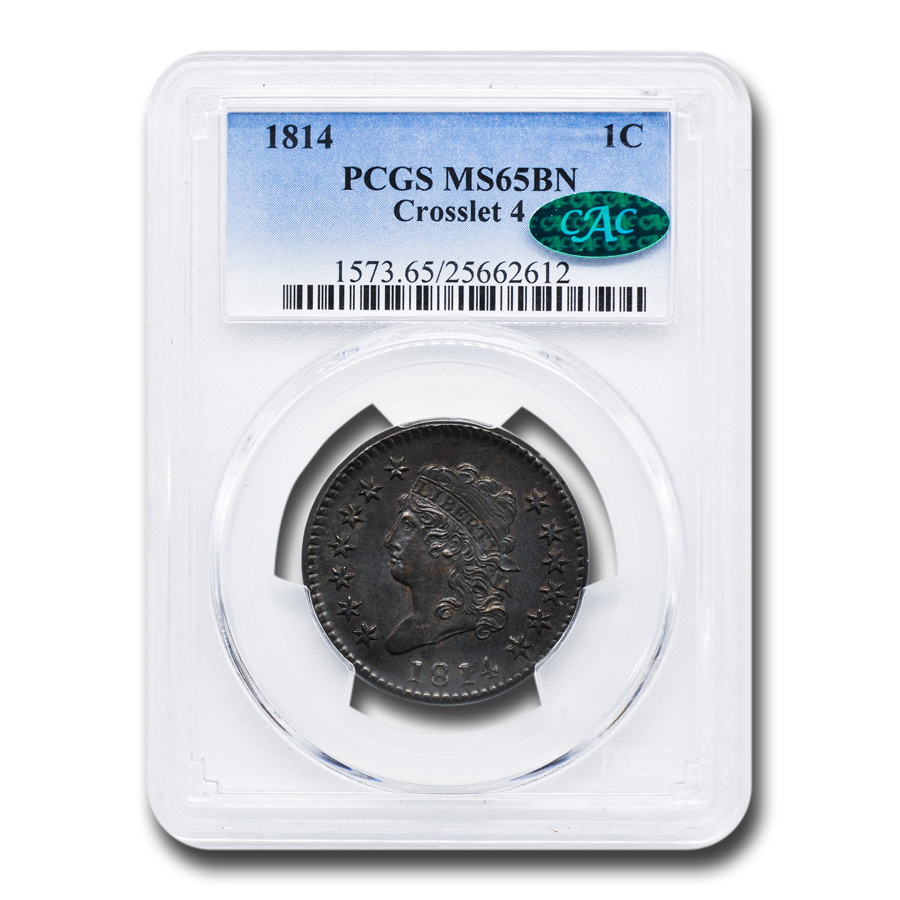 Buy 1814 Large Cent MS-65 PCGS CAC (Brown, Crosslet 4)