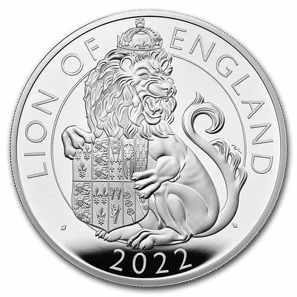 Buy 2022 5 oz Ag Royal Tudor Bst Lion of Eng Prf COA - Click Image to Close