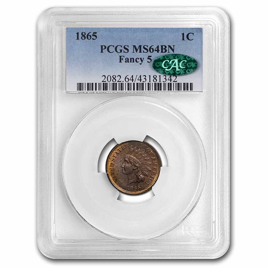 Buy 1865 Indian Head Cent MS-64 PCGS CAC (Brown, Fancy 5)