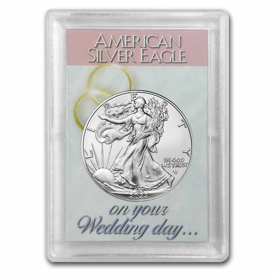 Buy 2022 1 oz Silver Eagle - w/Harris Holder, Wedding Day Design