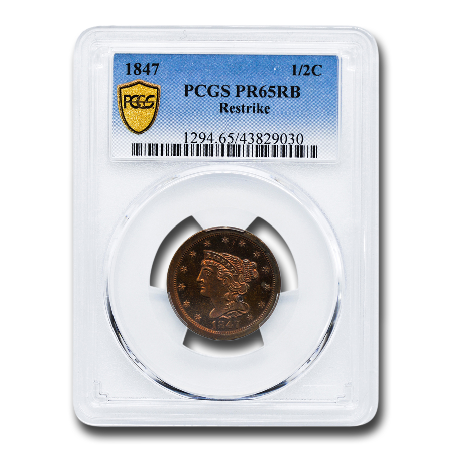 Buy 1847 Half Cent PR-65 PCGS (Red/Brown, Restrike)